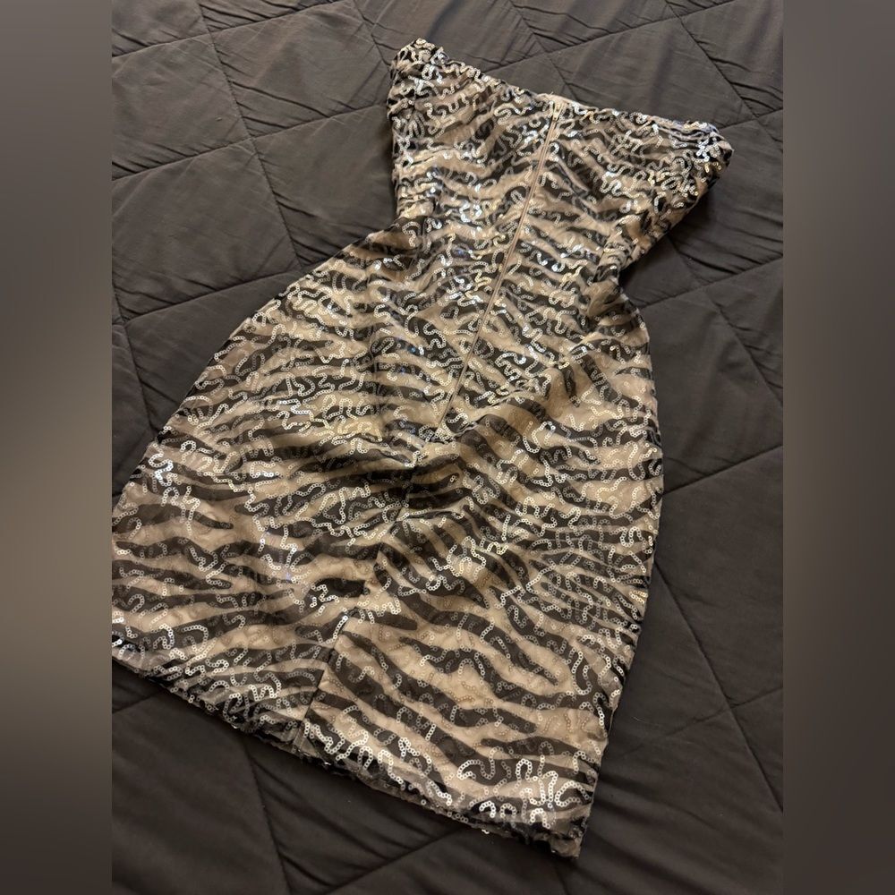 Windsor Edgy Shine Sequin Zebra Print Mini Tube Dress - Picture 11 of 14